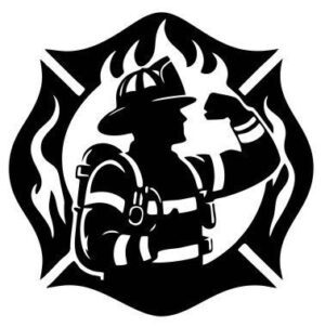 Samolepka hasič v plamenech