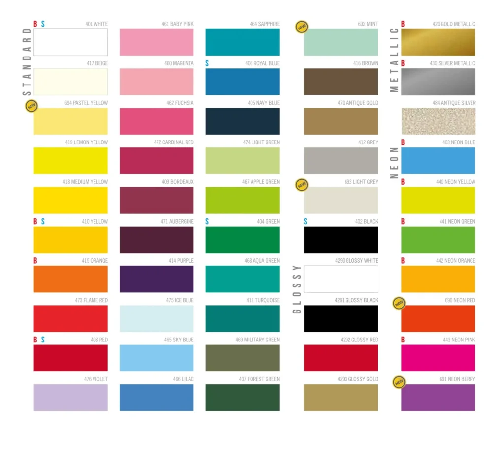 Vzorník barev pro nažehlovací fólie